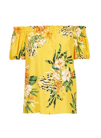 Dorothy Perkins Yellow Floral Print Bardot Top