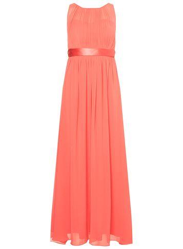 Dorothy Perkins *showcase Coral 'natalie' Satin Tie Belt Maxi Dress