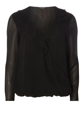 Dorothy Perkins Black Ruffle Long Sleeve Top