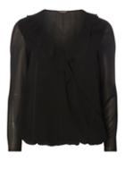 Dorothy Perkins Black Ruffle Long Sleeve Top