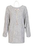 Dorothy Perkins *quiz Grey Knitted Necklace Detail Top