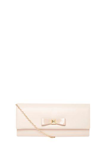 Dorothy Perkins *lily & Franc Nude Patent Bow Clutch Bag
