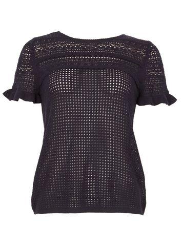 Dorothy Perkins *izabel London Navy Mesh Knitted Top