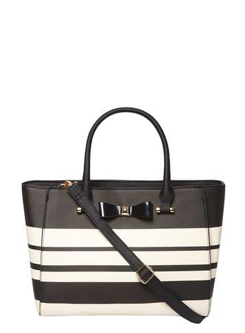 Dorothy Perkins *lily & Franc Monochrome Stripe Bow Tote Bag