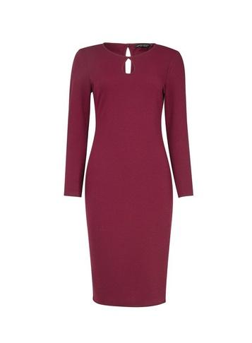 Dorothy Perkins Purple Long Sleeve Keyhole Bodycon Dress