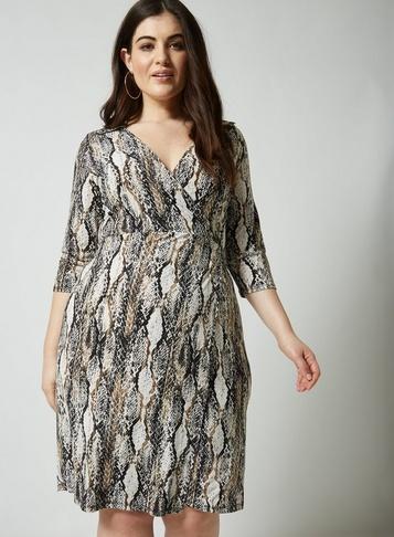 Dorothy Perkins *dp Curve Snake Print Interlock Twist Yarn Midi Dress