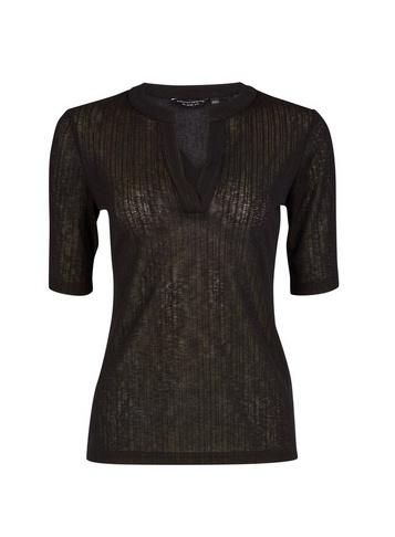 Dorothy Perkins Black Nehru Collar Half Sleeve Top