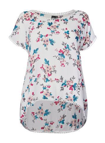 Dorothy Perkins *izabel London Curve White Floral Print T-shirt