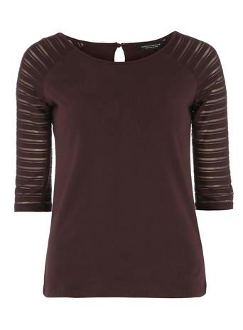 Dorothy Perkins Raisin Textured Sleeve Top