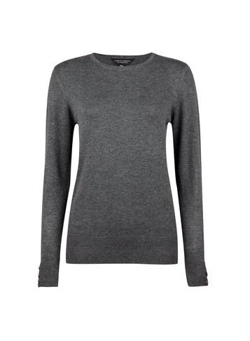 Dorothy Perkins Grey Button Cuff Crew Neck Jumper