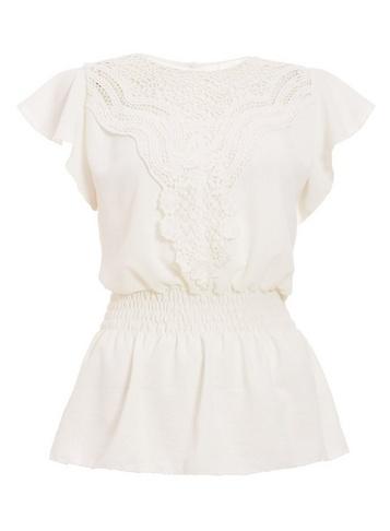 Dorothy Perkins *quiz Cream Chiffon Peplum Top