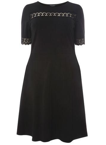 Dorothy Perkins Dp Curve Black Flutter Sleeve Lace Skater Dress