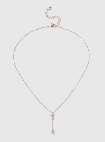 Dorothy Perkins Rose Gold Look Mini Heart Lariat Necklace