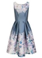 *chi Chi London Blue Floral Print Midi Skater Dress