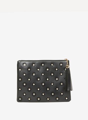 Dorothy Perkins Black Laser Cut Clutch Bag