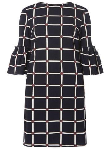 Dorothy Perkins Navy And Pink Check Print Shift Dress