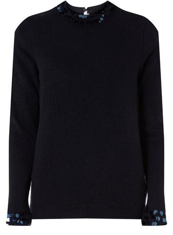 Dorothy Perkins Navy Sequin Cuff Jumper
