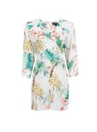 Dorothy Perkins White Tropical Print Wrap Playsuit