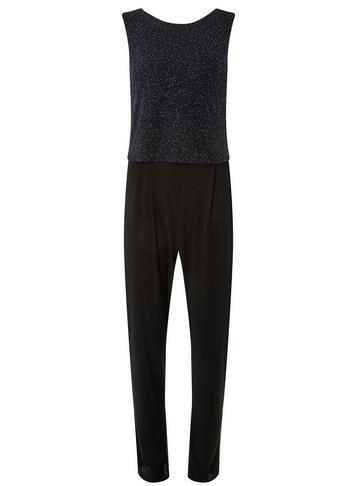 Dorothy Perkins Navy Double Layer Glitter Jumpsuit