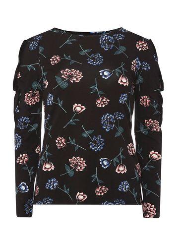 Dorothy Perkins Black Gathered Frill Sleeve Top