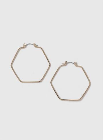 Dorothy Perkins Gold Look Hexagon Hoops