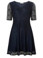 *vila Navy Lace Short Sleeve Skater Dress