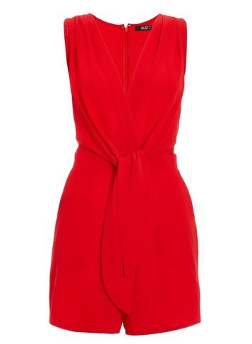 *quiz Red V-neck Tie Front Playsuit