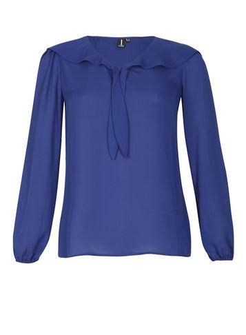 Dorothy Perkins *izabel London Navy Bow Collar Top