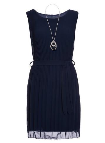 *quiz Navy Chiffon Pleated Dress
