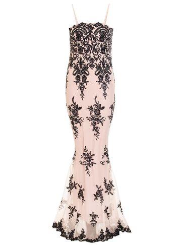 Dorothy Perkins *quiz Nude Sequin Fishtail Maxi Dress