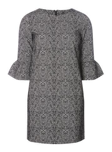 Dorothy Perkins Black And Ivory Herringbone Shift Dress