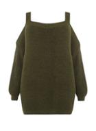 Dorothy Perkins Dp Curve Khaki Cold Shoulder Strap Jumper