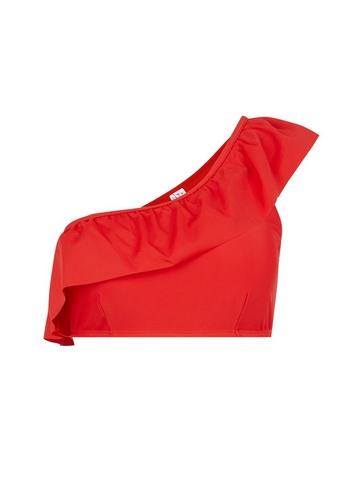 *pieces Red Ruffle One Shoulder Bikini Top