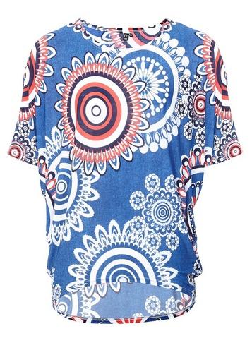 Dorothy Perkins *blue Mosaic Print Top