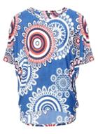 Dorothy Perkins *blue Mosaic Print Top