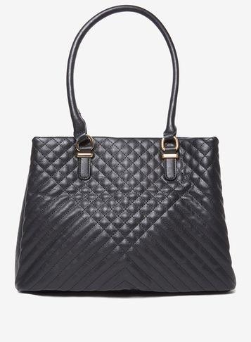 Dorothy Perkins Black Quilt Triple Compartment Tote Bag
