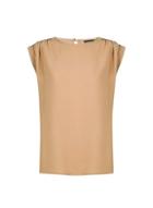 Dorothy Perkins Camel Ruched Sleeve Tee