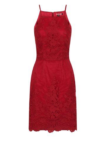 Dorothy Perkins *chi Chi London Red Embroidered Bodycon Dress