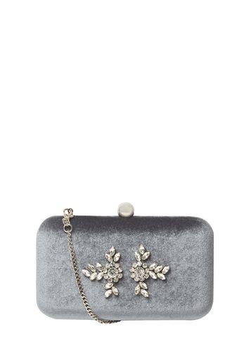 Dorothy Perkins Grey Velvet Gem Clutch
