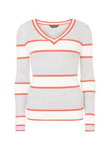 Dorothy Perkins Grey Stripe Cricket Jumper