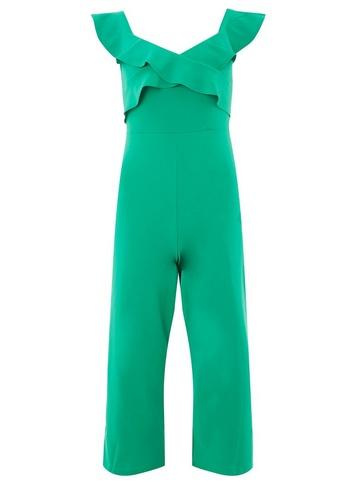 Dorothy Perkins *green Bardot Culotte Jumpsuit