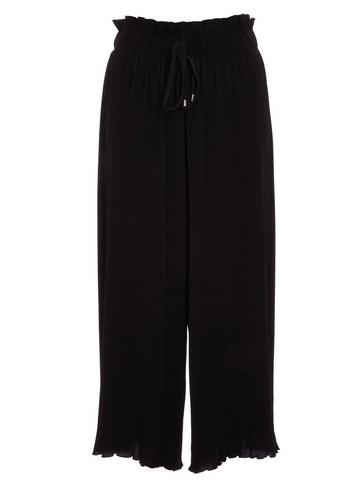 *quiz Black Crepe Pleated Culotte Trousers
