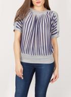 *izabel London Grey Striped Batwing Top