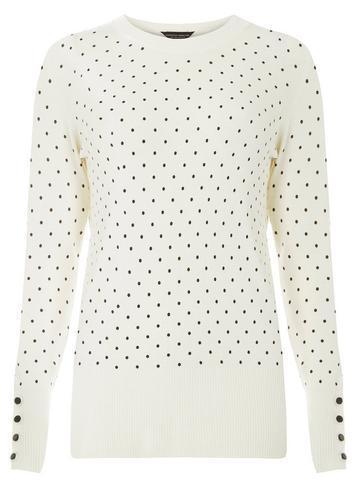 Dorothy Perkins Ivory Pin Dot Pattern Jumper