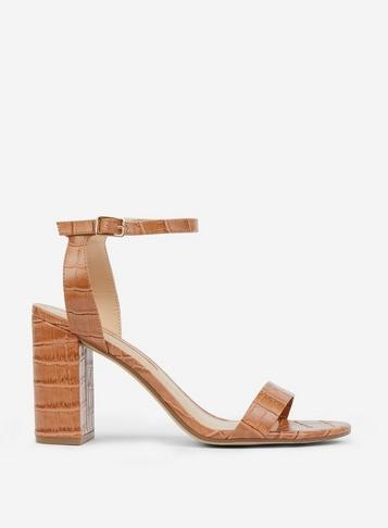 Dorothy Perkins Tan Shimmer Block Heel Sandals