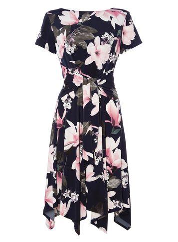 Dorothy Perkins *roman Originals Navy Hanky Hem Skater Dress