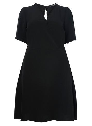 Dorothy Perkins Dp Curve Black Ruffle Back Fit And Flare Dress