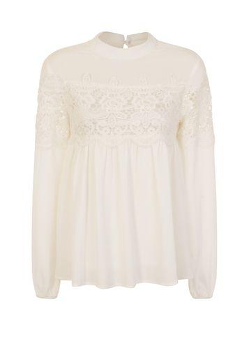 Dorothy Perkins *girls On Film Cream Crochet Detail Blouse