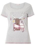 Dorothy Perkins Grey Reindeer Print Pyjama Top