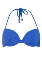 Dorothy Perkins Cobolt Textured Push Up Plunge Bikini Top